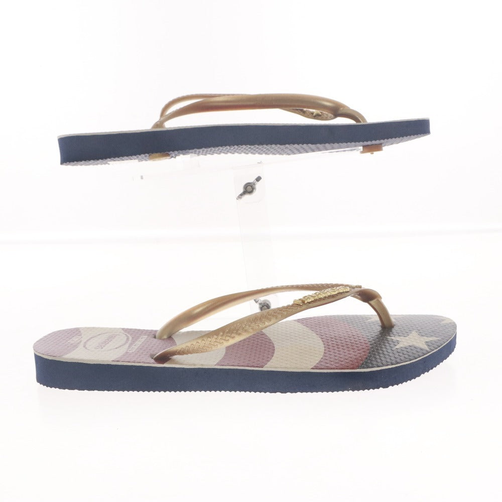 ■ havaianas ハワイアナス ビーチ サンダル スリッパ 靴 ゴールドスタッズ メンズ レディース 37-38 (23.5cm~24.5cm相当) マルチカラー