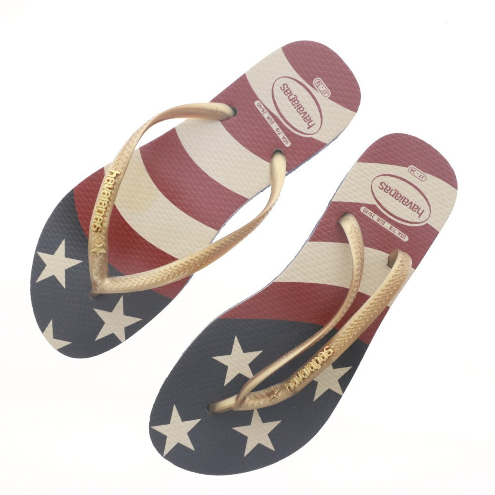 ■ havaianas ハワイアナス ビーチ サンダル スリッパ 靴 ゴールドスタッズ メンズ レディース 37-38 (23.5cm~24.5cm相当) マルチカラー