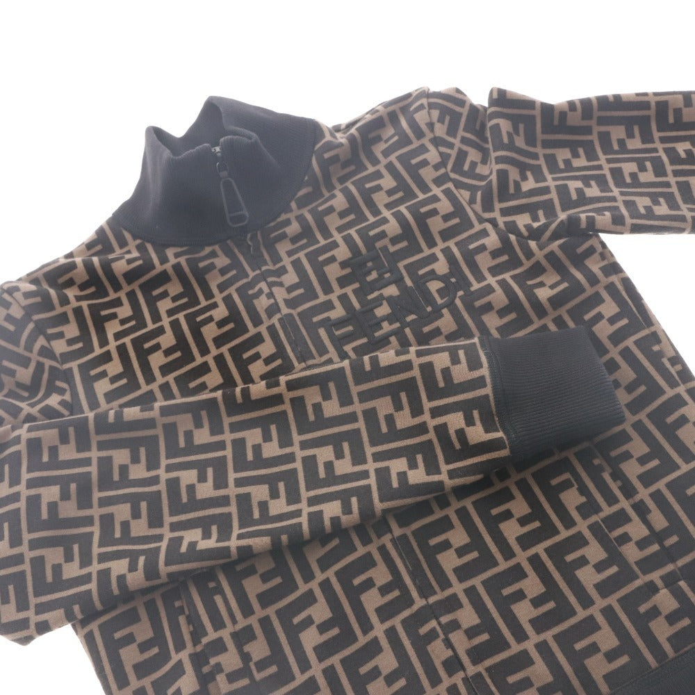 ■ FENDI フェンディ スウェット パーカー アウター ファスナー ポケット ジップアップ ズッカ柄 レディース XS ベージュ ダークブラウン