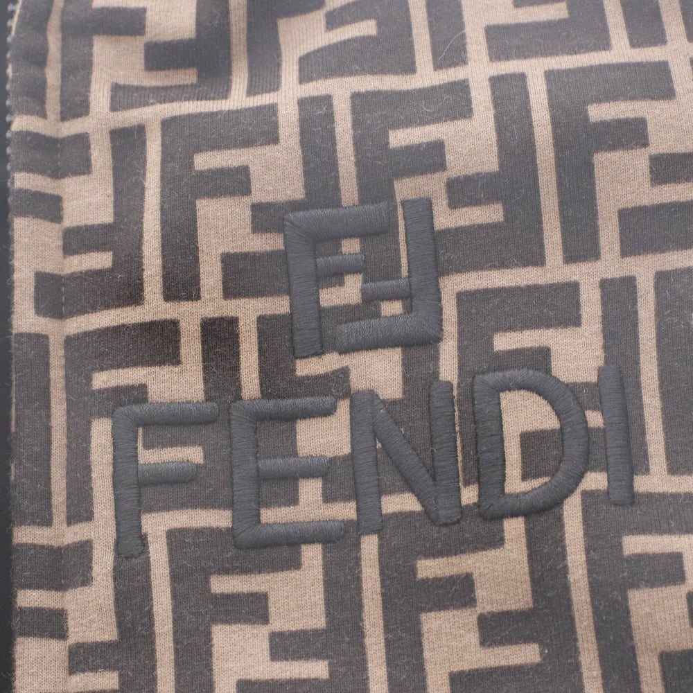 ■ FENDI フェンディ スウェット パーカー アウター ファスナー ポケット ジップアップ ズッカ柄 レディース XS ベージュ ダークブラウン
