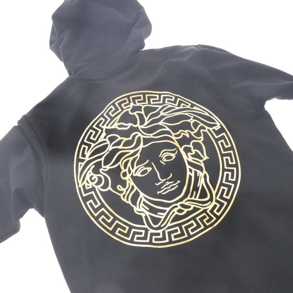 ■ VERSACE ヴェルサーチ パーカー アウター ファスナー ポケット フード イタリア製 メンズ レディース 14A ブラック