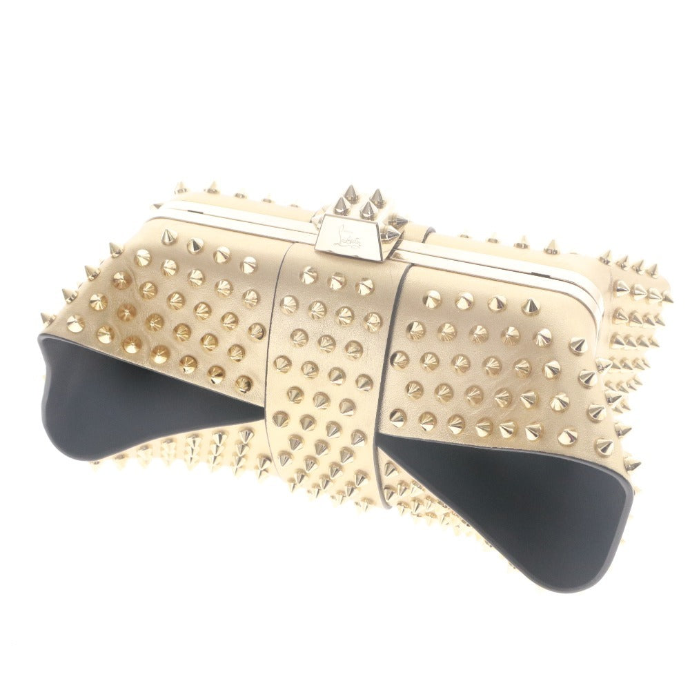 ■ Christian Louboutin クリスチャンルブタン クラッチバッグ ハンドバッグ 鞄 ゴールドスタッズ チェーン レディース ゴールド 袋付き