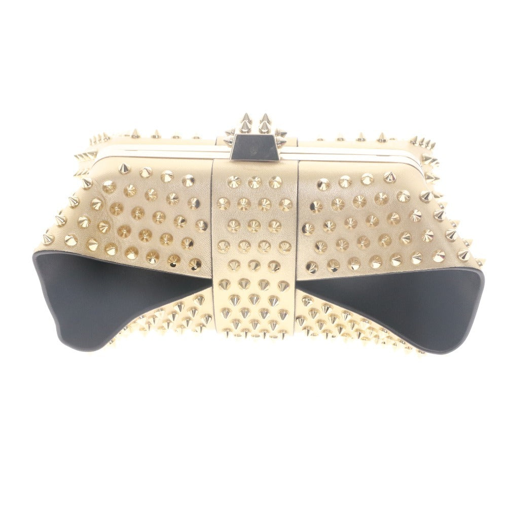 ■ Christian Louboutin クリスチャンルブタン クラッチバッグ ハンドバッグ 鞄 ゴールドスタッズ チェーン レディース ゴールド 袋付き