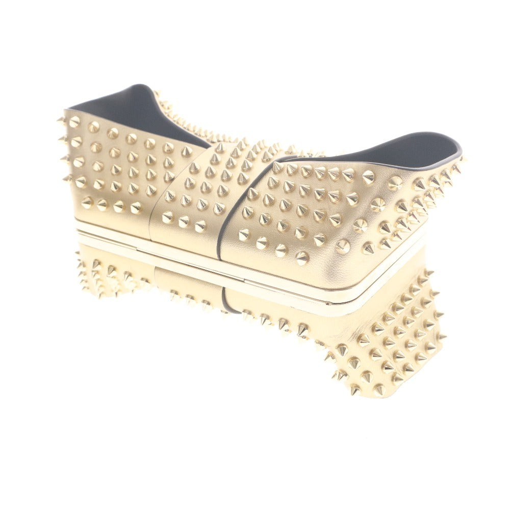 ■ Christian Louboutin クリスチャンルブタン クラッチバッグ ハンドバッグ 鞄 ゴールドスタッズ チェーン レディース ゴールド 袋付き