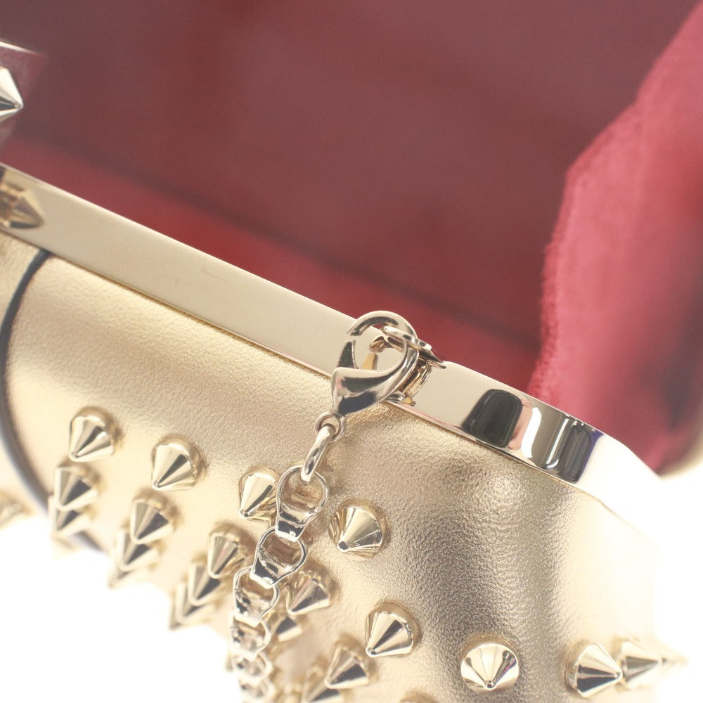■ Christian Louboutin クリスチャンルブタン クラッチバッグ ハンドバッグ 鞄 ゴールドスタッズ チェーン レディース ゴールド 袋付き