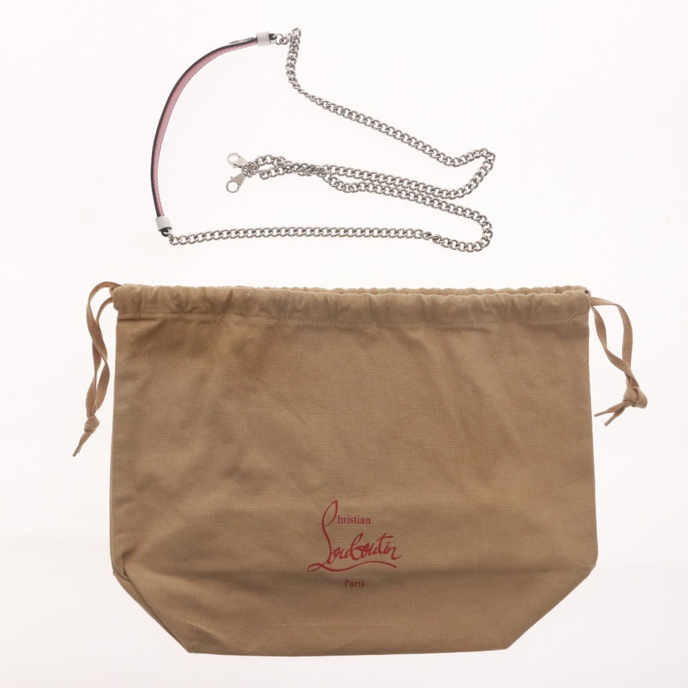 ■ Christian Louboutin クリスチャンルブタン ショルダーバッグ 鞄 シルバーチェーン 紐 メンズ レディース ホワイト 袋付き