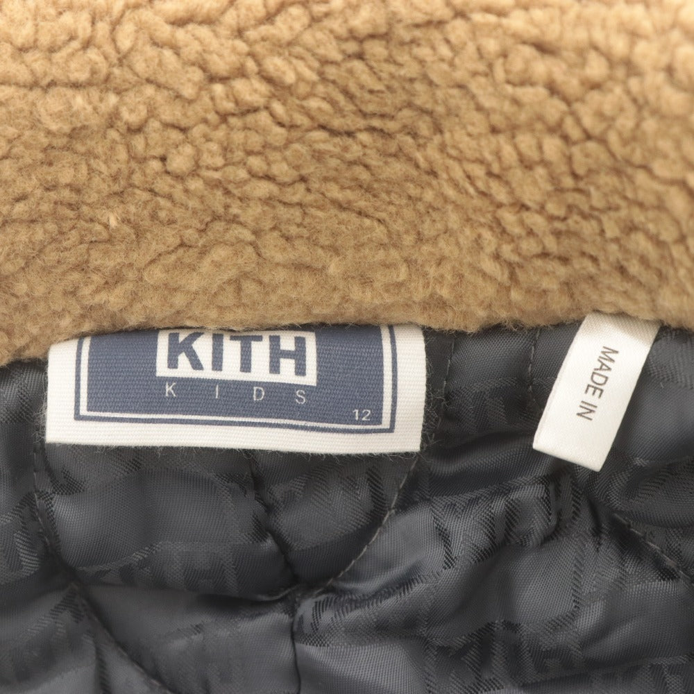 ■ KITH KIDS キス キッズ 子供用 コート 長袖 アウター ジャケット 襟 ボタン 内側ロゴ柄 メンズ レディース サイズ12 ブラウン系