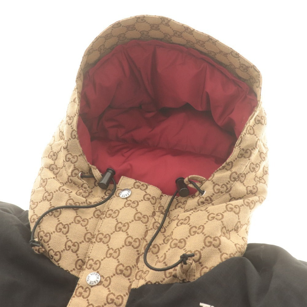 ● GUCCI x THE NORTH FACE グッチ ノースフェイス コラボ ダウンジャケット 長袖 アウター GG柄 イタリア製 メンズ L ベージュ系 黒