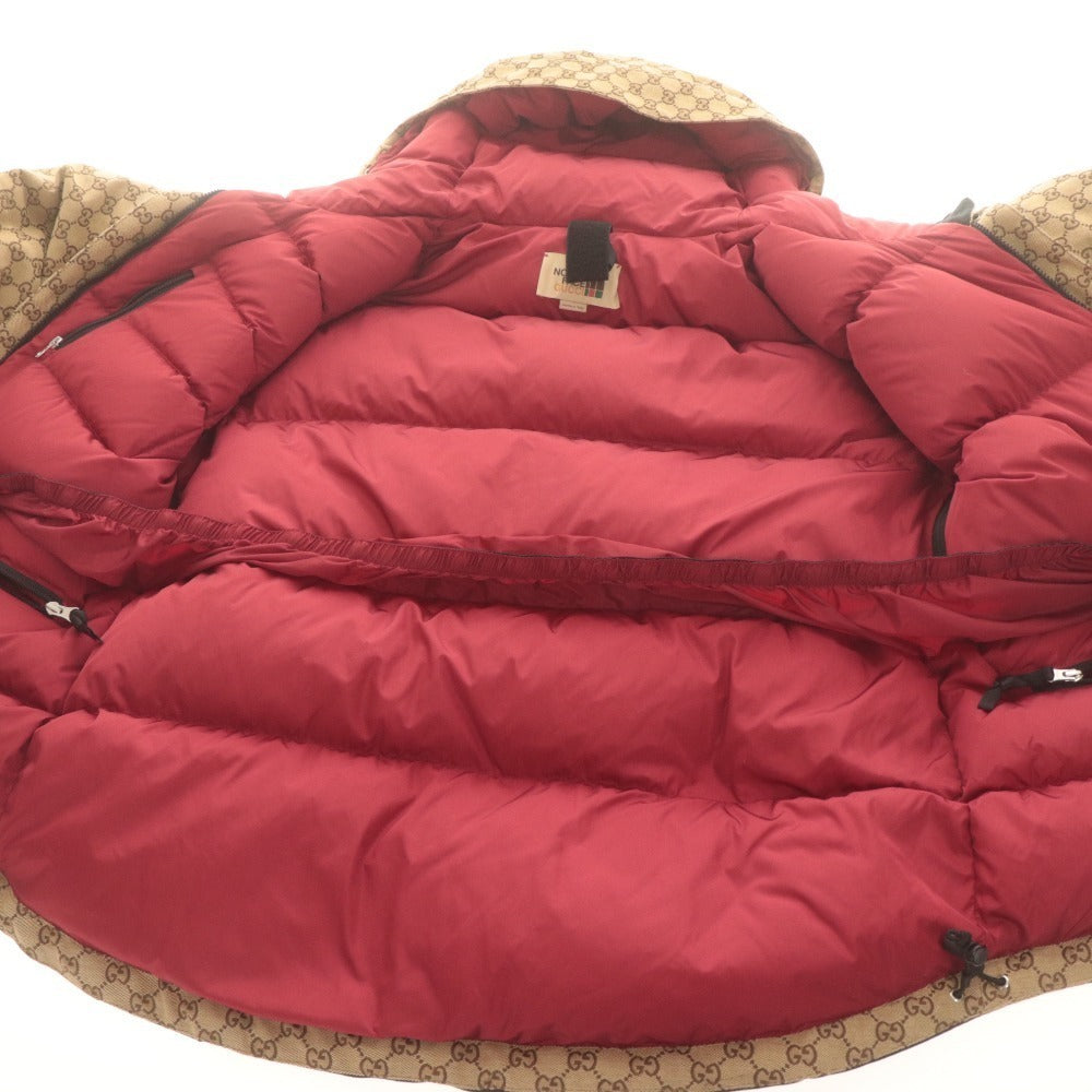 ● GUCCI x THE NORTH FACE グッチ ノースフェイス コラボ ダウンジャケット 長袖 アウター GG柄 イタリア製 メンズ L ベージュ系 黒