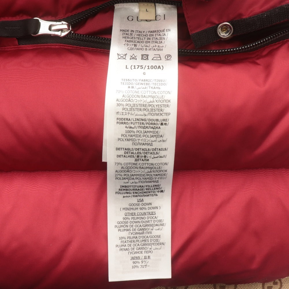 ● GUCCI x THE NORTH FACE グッチ ノースフェイス コラボ ダウンジャケット 長袖 アウター GG柄 イタリア製 メンズ L ベージュ系 黒