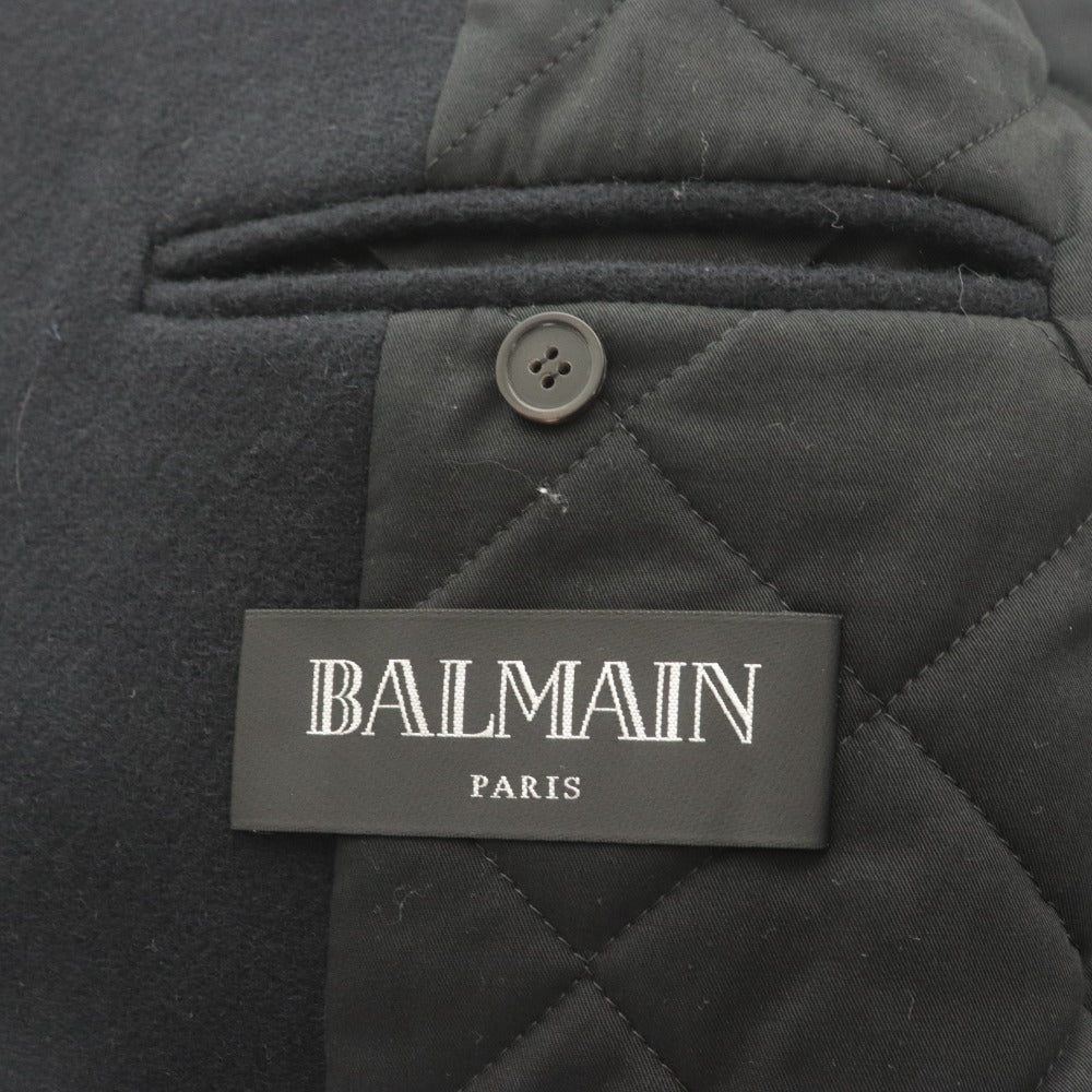 ■ BALMAIN バルマン P ピーコート 長袖 アウター ジャケット ロゴボタン メンズ 48 (M相当) ダークネイビー