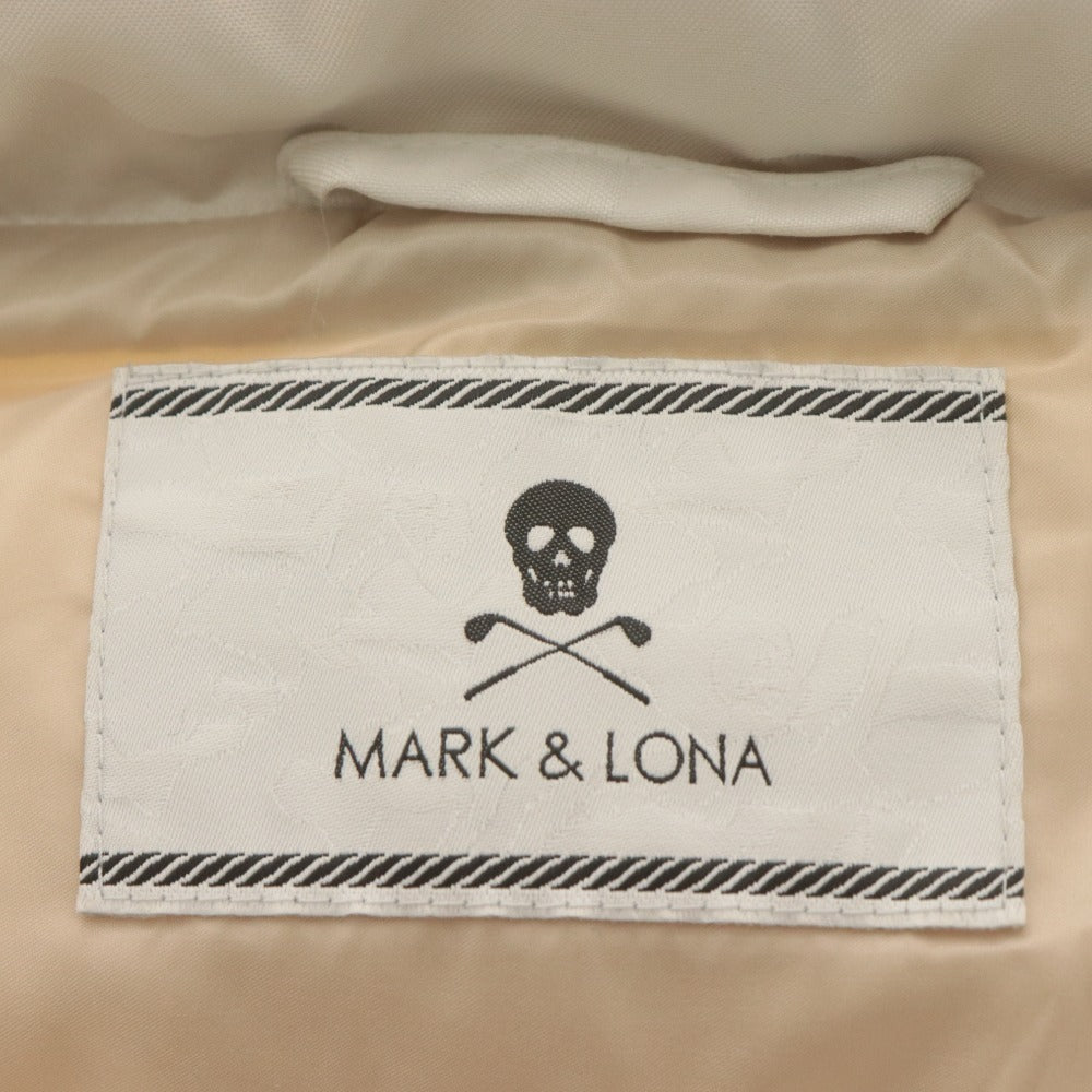 ■ MARK&LONA マークアンドロナ ダウンジャケット 2way/ベスト 長袖 アウター 取外し式フード 迷彩柄 ドクロ メンズ L 白/ホワイト グレー