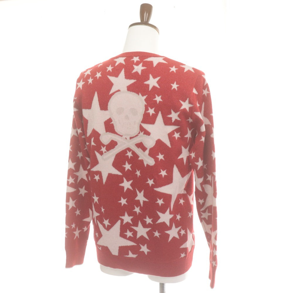 ■ MARK＆LONA マークアンドロナ セーター 長袖 トップス ニット Vネック 星柄 メンズ L レッド ホワイト 赤白 ゴルフウェア