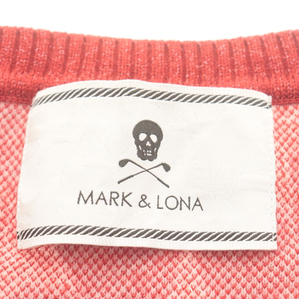 ■ MARK＆LONA マークアンドロナ セーター 長袖 トップス ニット Vネック 星柄 メンズ L レッド ホワイト 赤白 ゴルフウェア