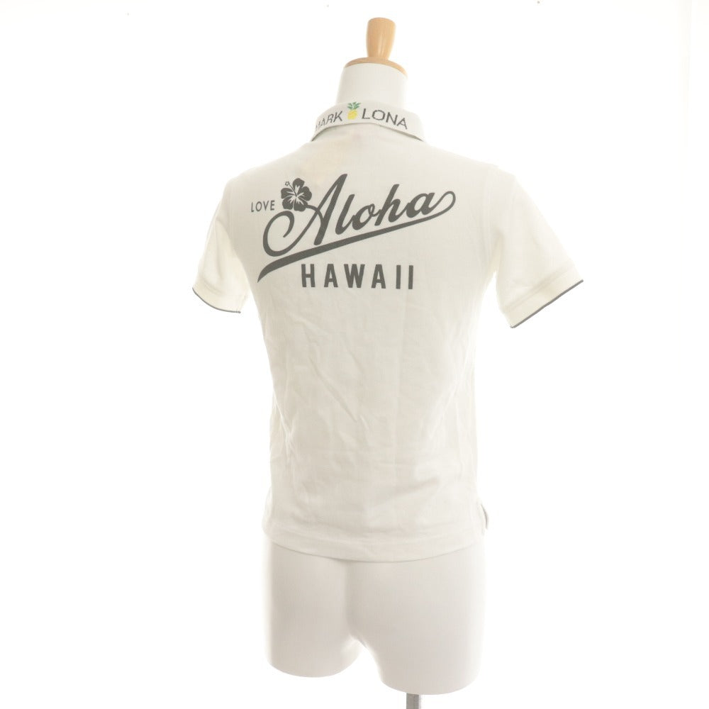 ■ MARK&LONA ポロシャツ 半袖 トップス Hawaii 襟パイナップル柄 ボタン ドクロ レディース キッズ 子供兼用 140 (XS相当) ゴルフウェア
