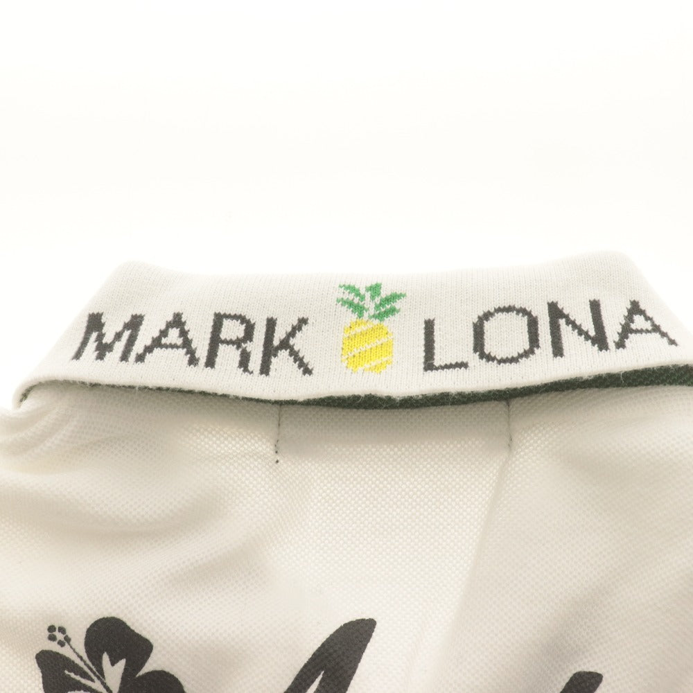 ■ MARK&LONA ポロシャツ 半袖 トップス Hawaii 襟パイナップル柄 ボタン ドクロ 日本製 レディース 36 (S相当) ゴルフウェア