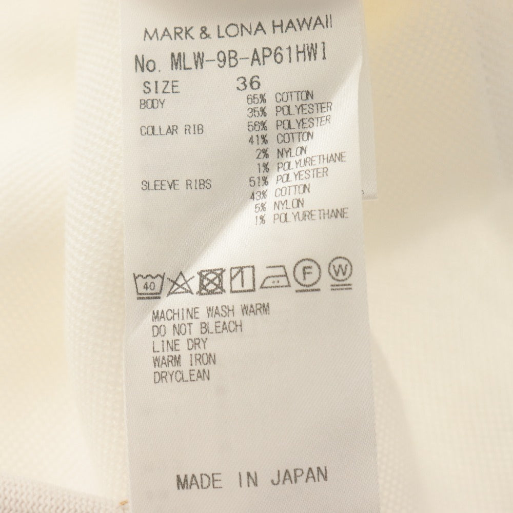 ■ MARK&LONA ポロシャツ 半袖 トップス Hawaii 襟パイナップル柄 ボタン ドクロ 日本製 レディース 36 (S相当) ゴルフウェア