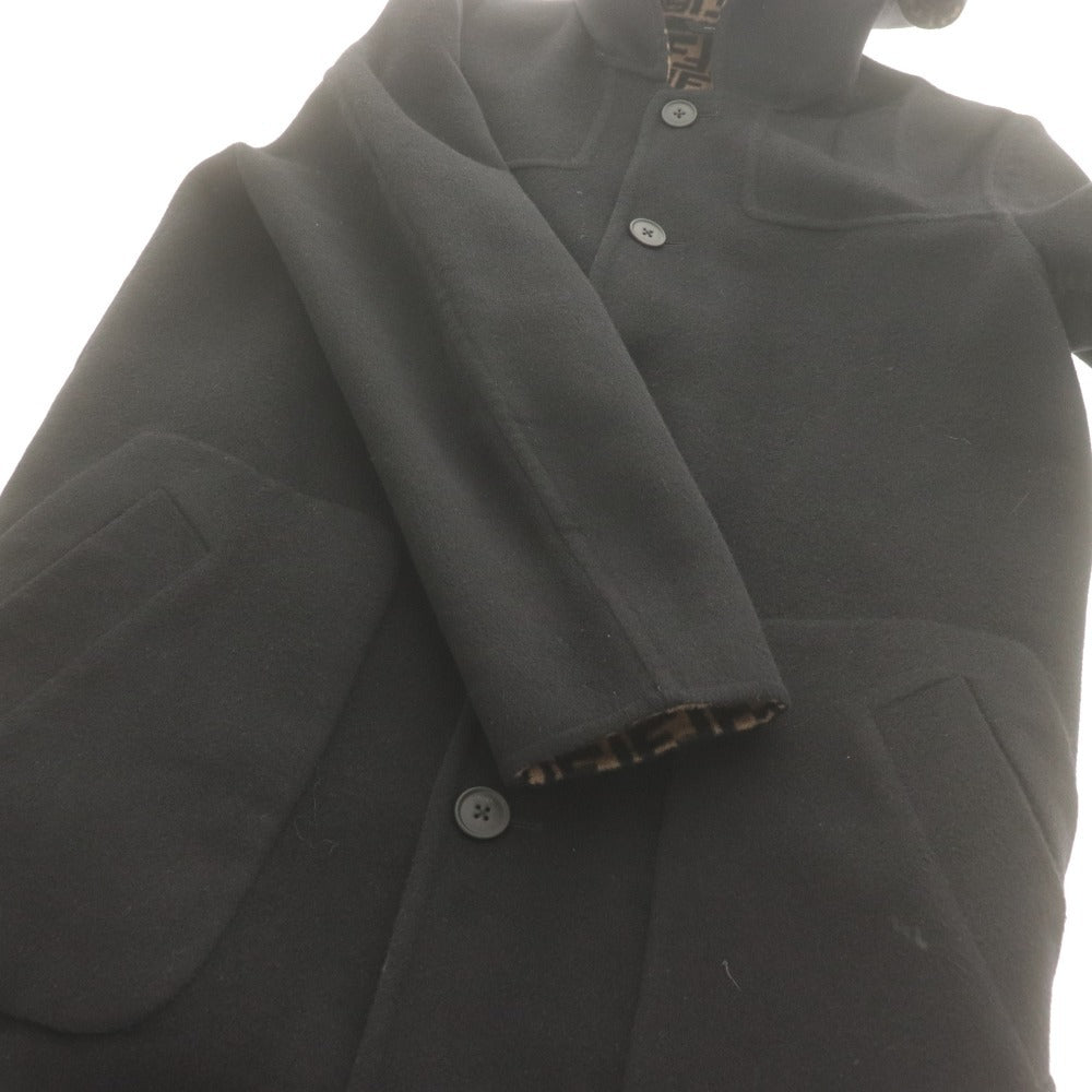 ■ FENDI リバーシブルコート FF0249 A4LJ 長袖 アウター フード ズッカ柄 メンズ レディース 48(M相当) 黒 ベージュ系 付属品付き