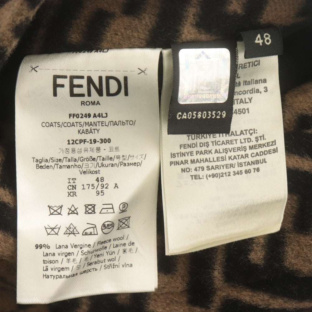 ■ FENDI リバーシブルコート FF0249 A4LJ 長袖 アウター フード ズッカ柄 メンズ レディース 48(M相当) 黒 ベージュ系 付属品付き