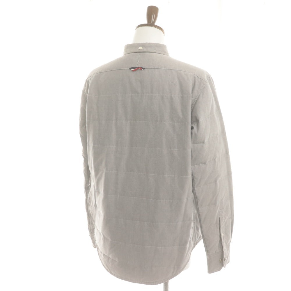 ■ MONCLER GAMME BLEU ダウンジャケット シャツ ブルゾン 長袖 アウター ボーダー柄 イタリア製 メンズ 3 (L相当) ライトグレー