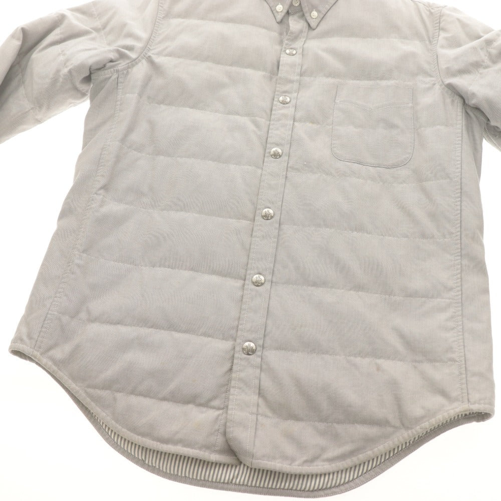 ■ MONCLER GAMME BLEU ダウンジャケット シャツ ブルゾン 長袖 アウター ボーダー柄 イタリア製 メンズ 3 (L相当) ライトグレー