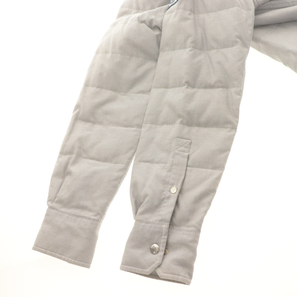 ■ MONCLER GAMME BLEU ダウンジャケット シャツ ブルゾン 長袖 アウター ボーダー柄 イタリア製 メンズ 3 (L相当) ライトグレー