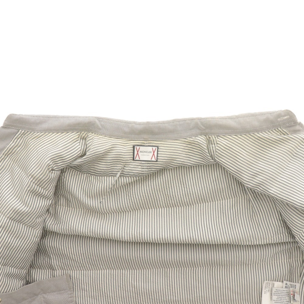 ■ MONCLER GAMME BLEU ダウンジャケット シャツ ブルゾン 長袖 アウター ボーダー柄 イタリア製 メンズ 3 (L相当) ライトグレー