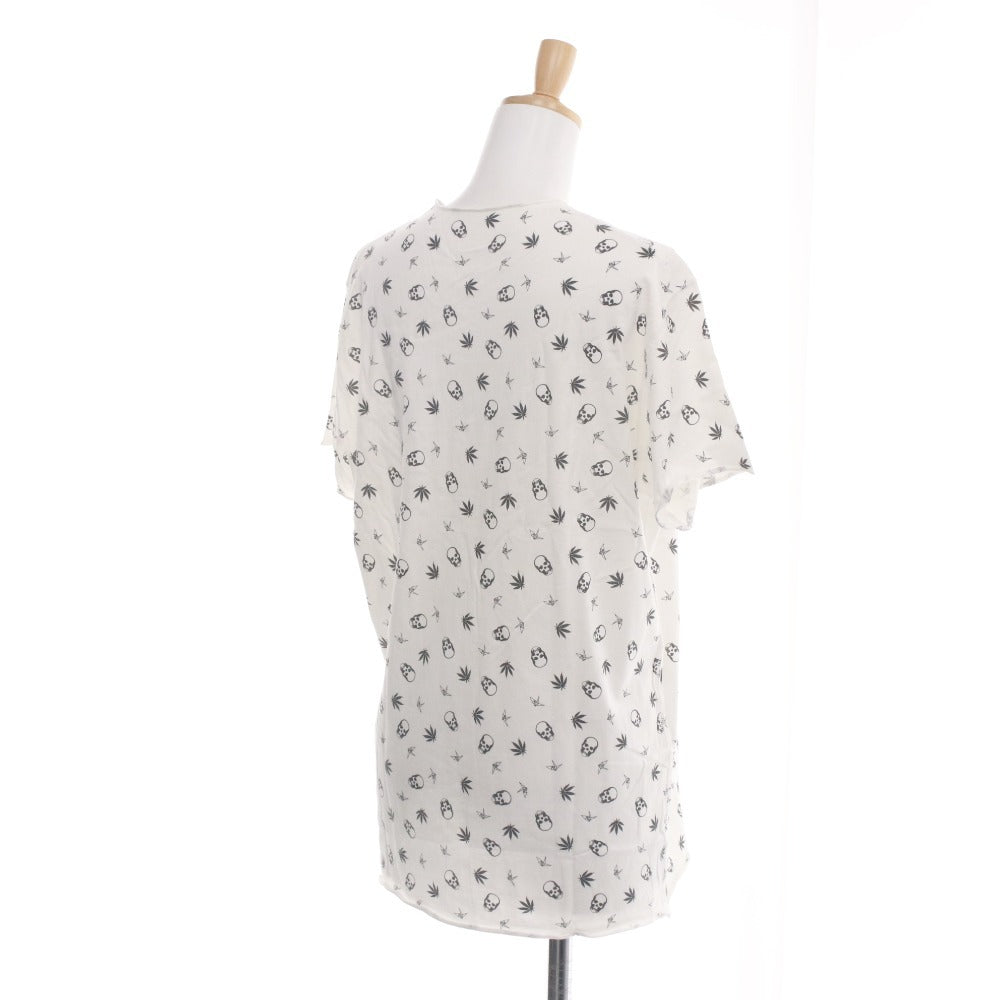 ■ ルシアンペラフィネ lucien pellat-finet Tシャツ 半袖 トップス カットソー スカル ドクロ 総柄 レディース L ホワイト系