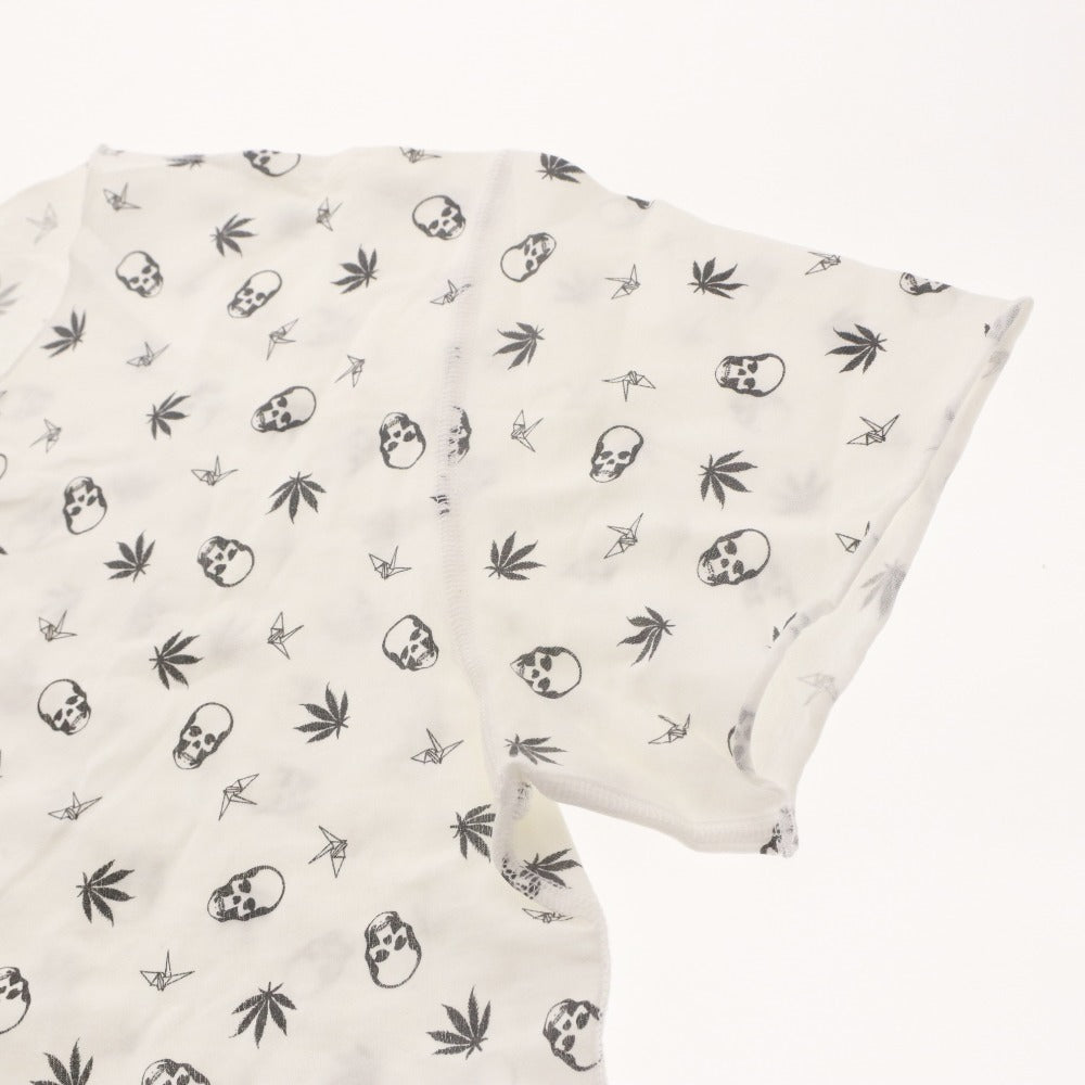 ■ ルシアンペラフィネ lucien pellat-finet Tシャツ 半袖 トップス カットソー スカル ドクロ 総柄 レディース L ホワイト系