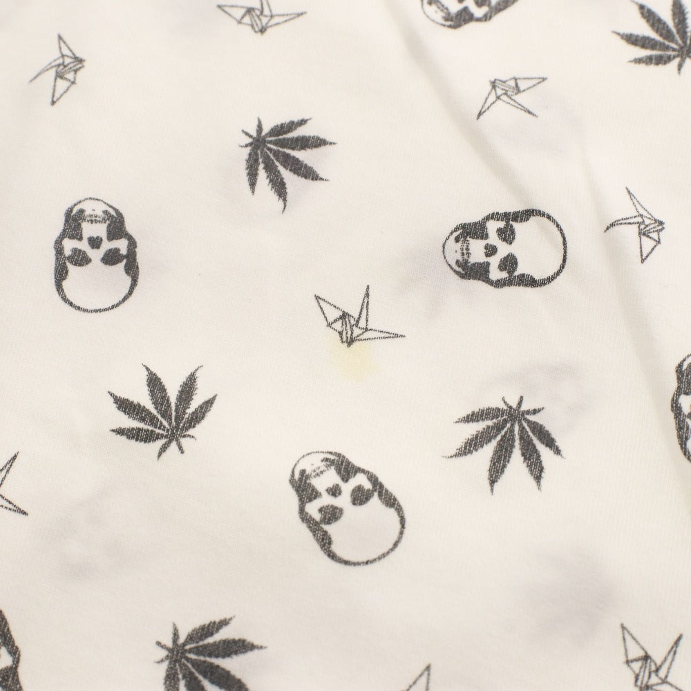 ■ ルシアンペラフィネ lucien pellat-finet Tシャツ 半袖 トップス カットソー スカル ドクロ 総柄 レディース L ホワイト系