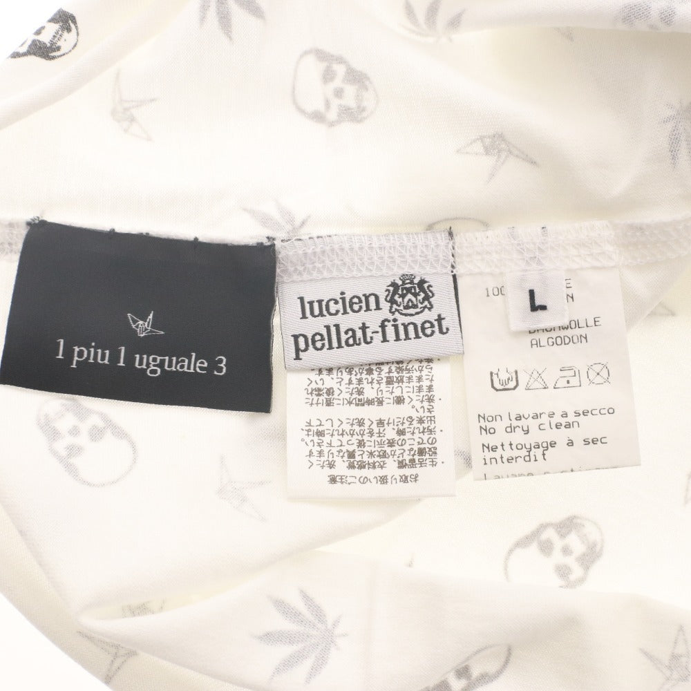 ■ ルシアンペラフィネ lucien pellat-finet Tシャツ 半袖 トップス カットソー スカル ドクロ 総柄 レディース L ホワイト系