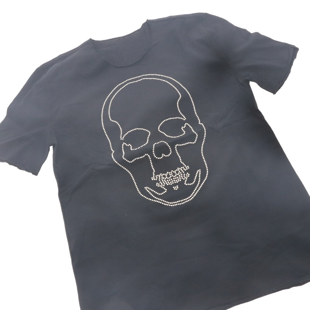 ■ Lucien Pellat-Finet T-Shirt Short Sleeve Top Cut and Sewn Skull Rhinestone Women's S Black