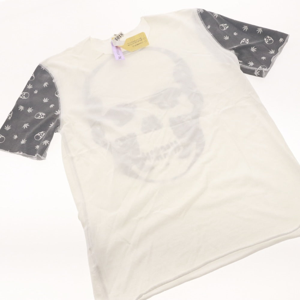 ■ ルシアンペラフィネ lucien pellat-finet Tシャツ 半袖 丸首 トップス カットソー スカル ドクロ レディース S グレー ホワイト系