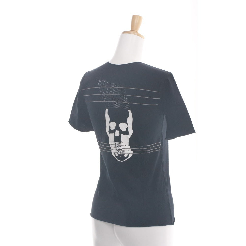 ■ ルシアンペラフィネ Tシャツ 半袖 トップス Vネック カットソー ラインストーン スカル ドクロ レディース XS ブラック