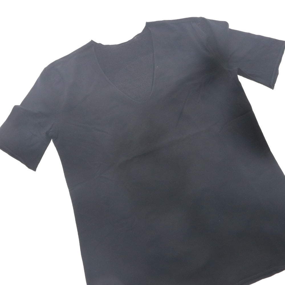 ■ ルシアンペラフィネ Tシャツ 半袖 トップス Vネック カットソー ラインストーン スカル ドクロ レディース XS ブラック