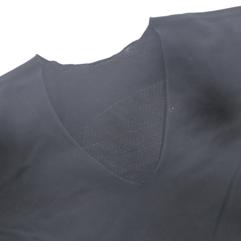 ■ ルシアンペラフィネ Tシャツ 半袖 トップス Vネック カットソー ラインストーン スカル ドクロ レディース XS ブラック
