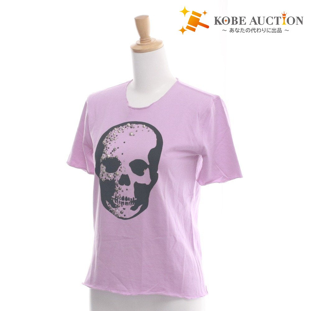 ■ ルシアンペラフィネ lucien pellat-finet Tシャツ 半袖 丸首 トップス カットソー スカル ドクロ スタッズ レディース S パープル