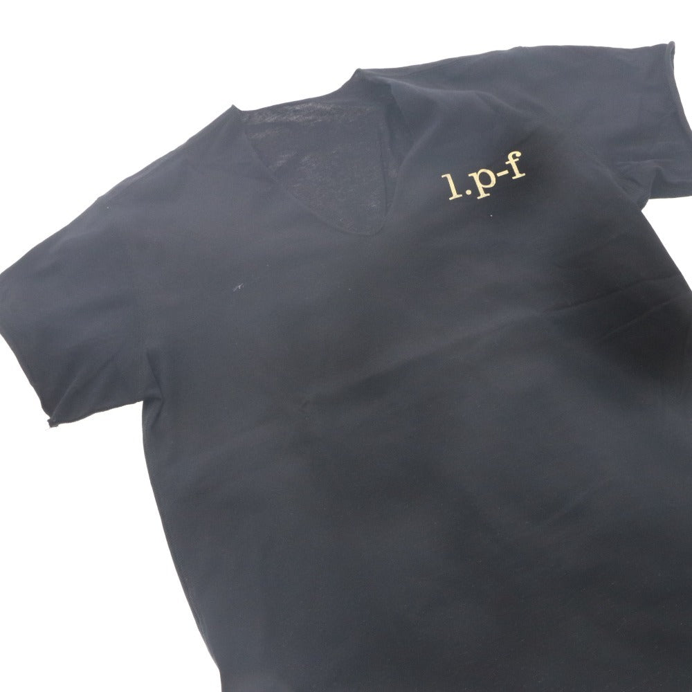 ■ ルシアンペラフィネ Tシャツ 半袖 Vネック トップス カットソー スカル ドクロ バックプリント レディース XS ブラック系