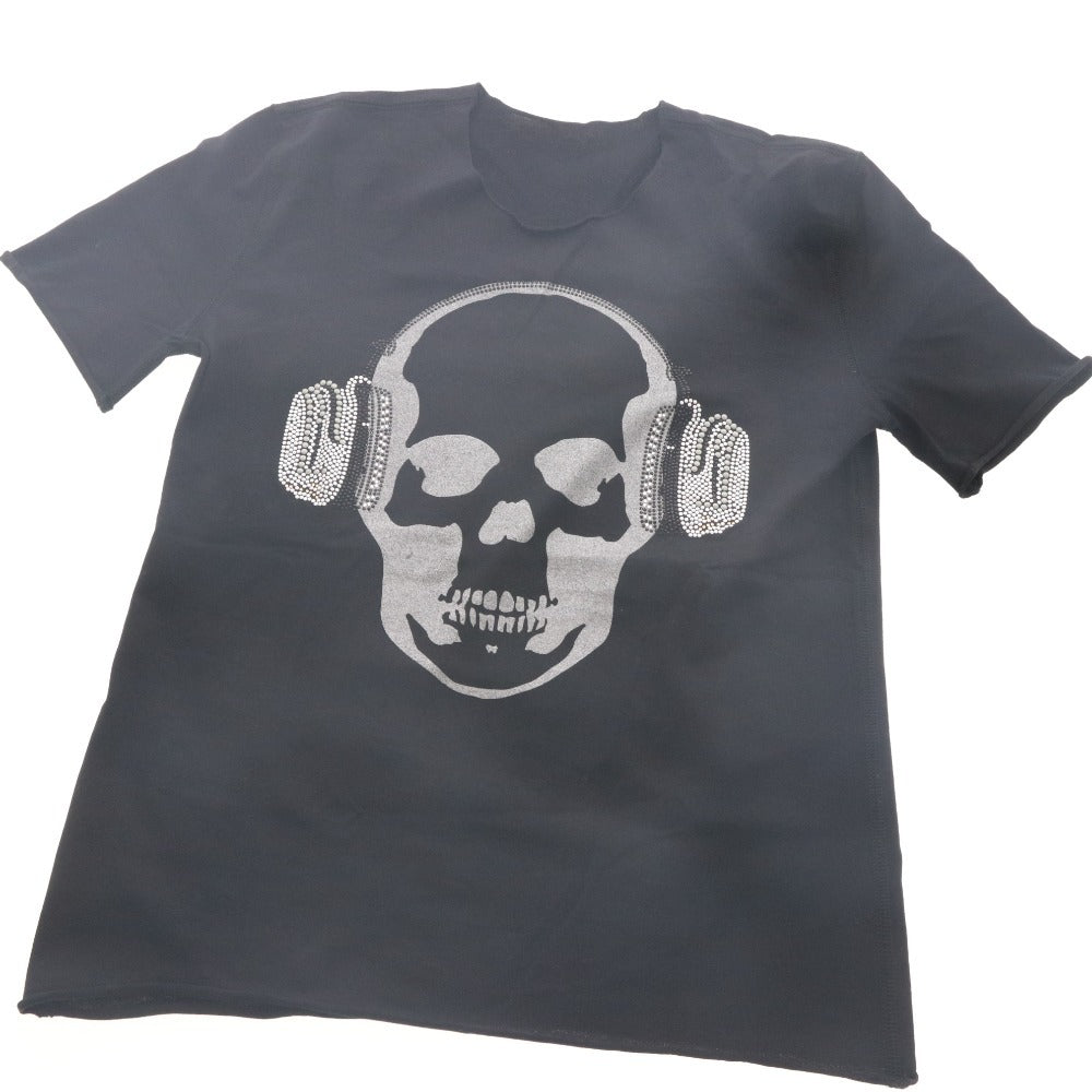 ■ ルシアンペラフィネ lucien pellat-finet Tシャツ 半袖 丸首 トップス カットソー スカル ドクロ ラインストーン レディース XS