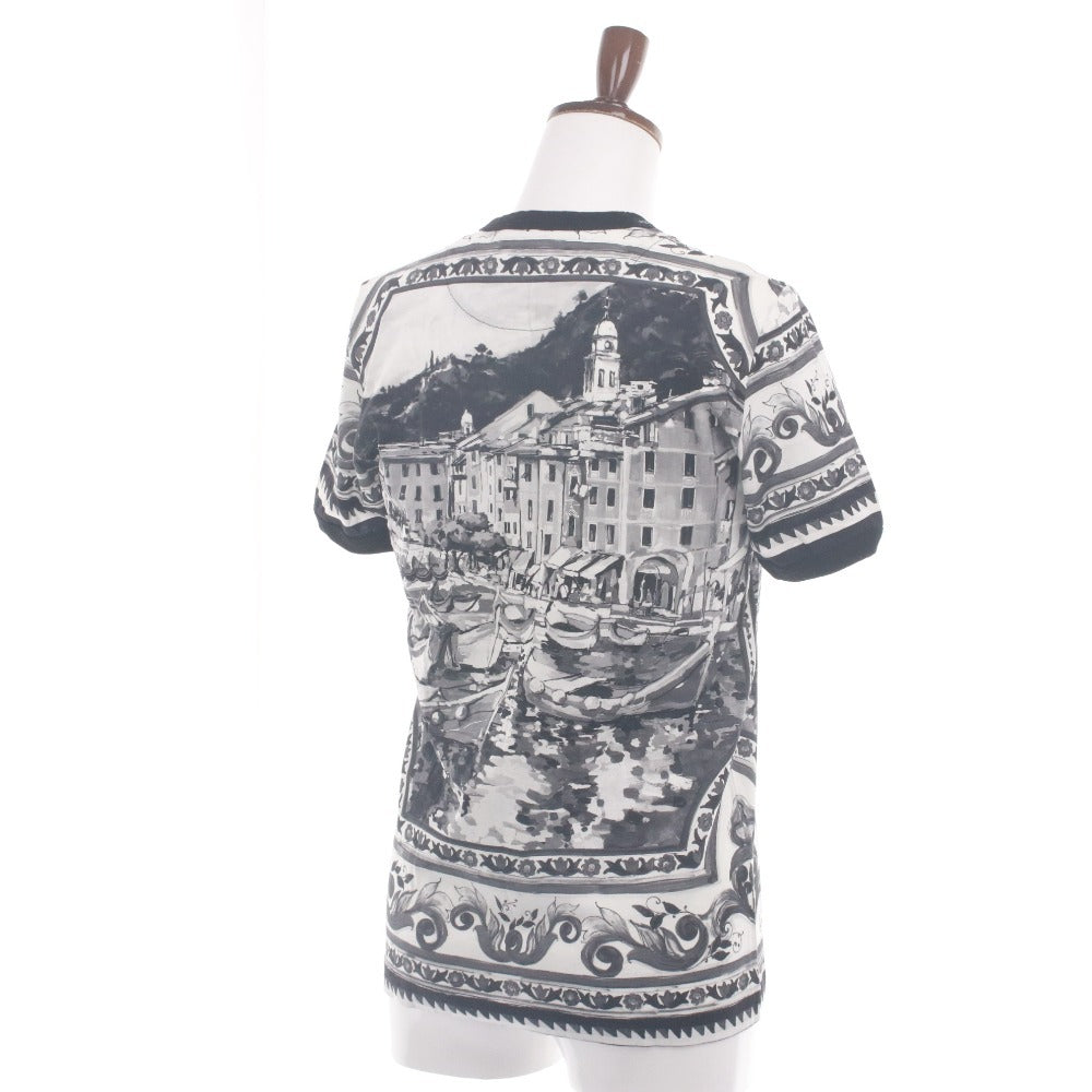■ ドルチェアンドガッバーナ DOLCE&GABBANA Tシャツ 半袖 トップス ドルガバ 総柄 モノトーン メンズ 48(M相当）ホワイト ブラック系