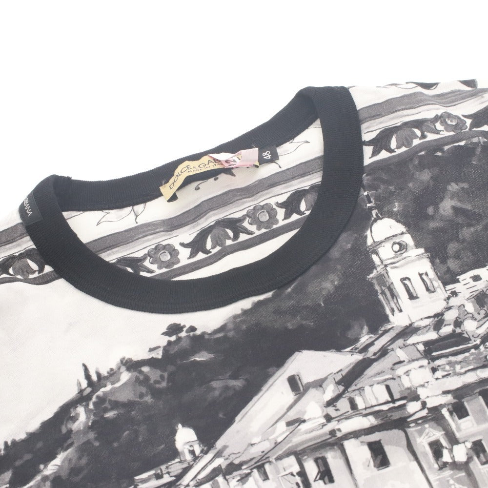 ■ ドルチェアンドガッバーナ DOLCE&GABBANA Tシャツ 半袖 トップス ドルガバ 総柄 モノトーン メンズ 48(M相当）ホワイト ブラック系
