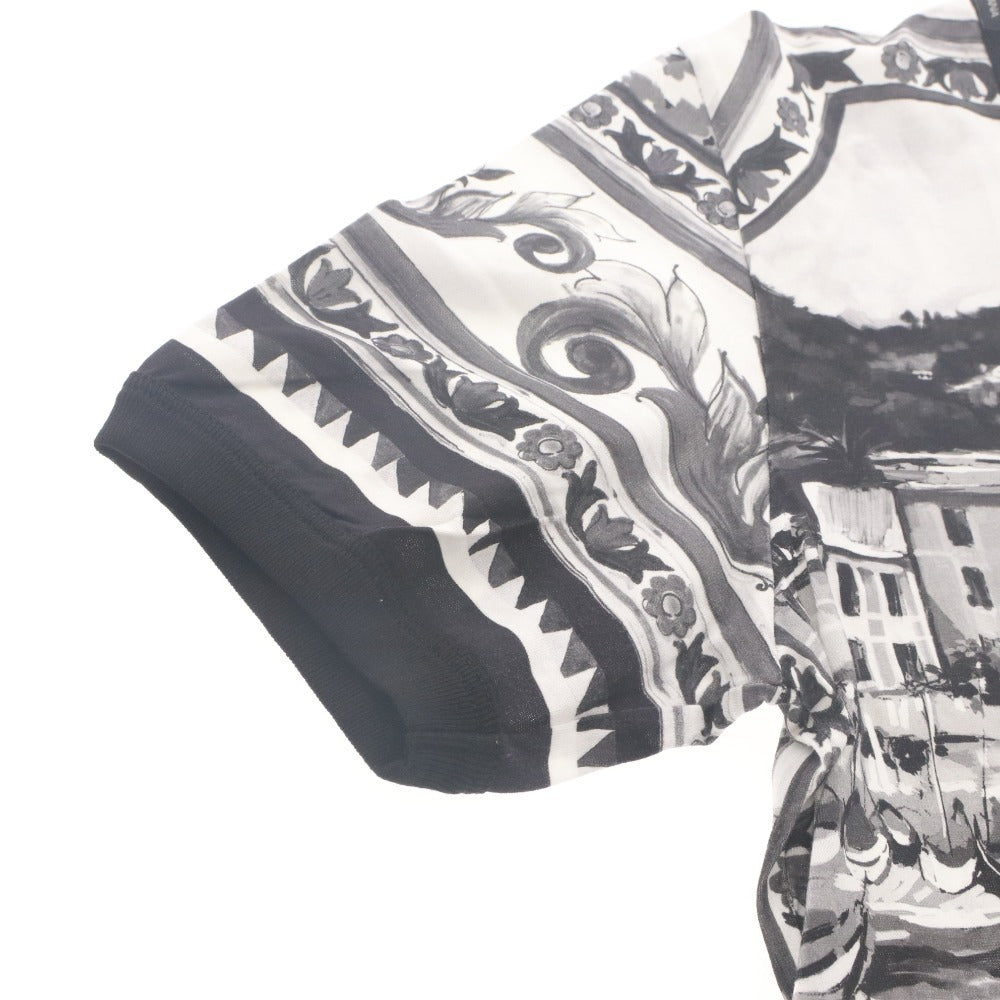 ■ ドルチェアンドガッバーナ DOLCE&GABBANA Tシャツ 半袖 トップス ドルガバ 総柄 モノトーン メンズ 48(M相当）ホワイト ブラック系