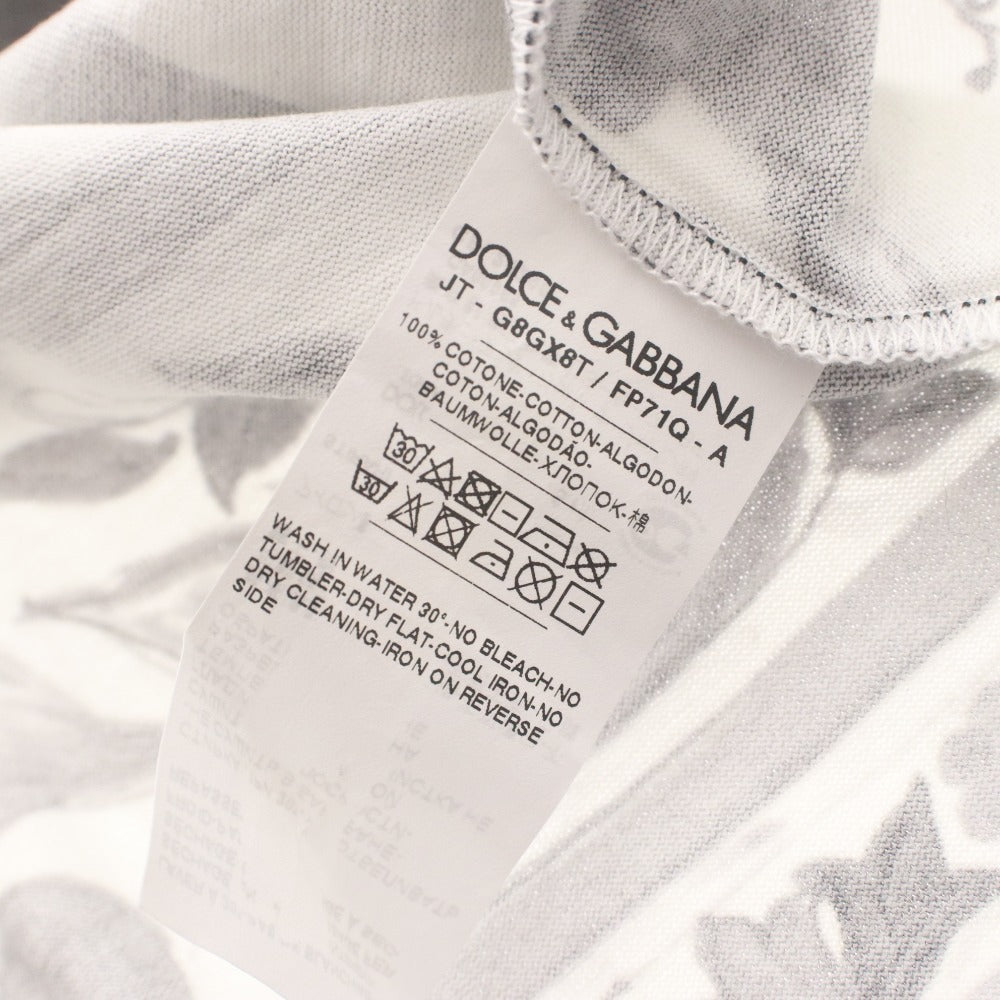 ■ ドルチェアンドガッバーナ DOLCE&GABBANA Tシャツ 半袖 トップス ドルガバ 総柄 モノトーン メンズ 48(M相当）ホワイト ブラック系