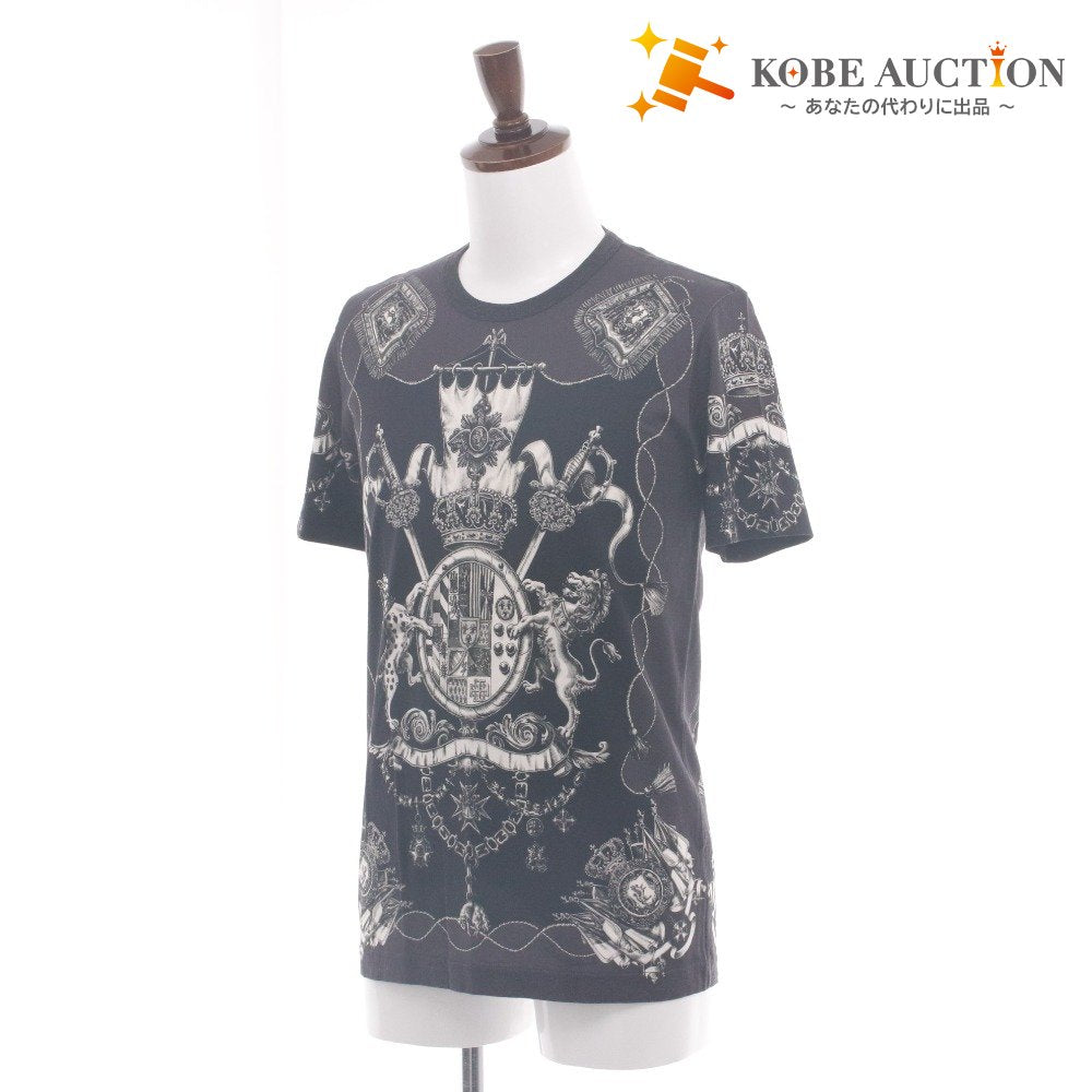 ■ ドルチェアンドガッバーナ DOLCE&GABBANA Tシャツ 半袖 トップス ドルガバ 総柄 モノトーン メンズ 48(M相当） ブラック系