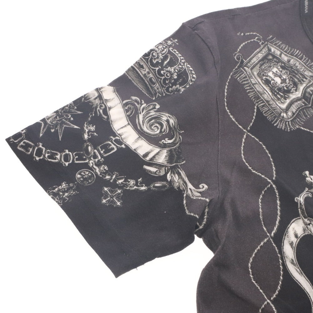 ■ ドルチェアンドガッバーナ DOLCE&GABBANA Tシャツ 半袖 トップス ドルガバ 総柄 モノトーン メンズ 48(M相当） ブラック系