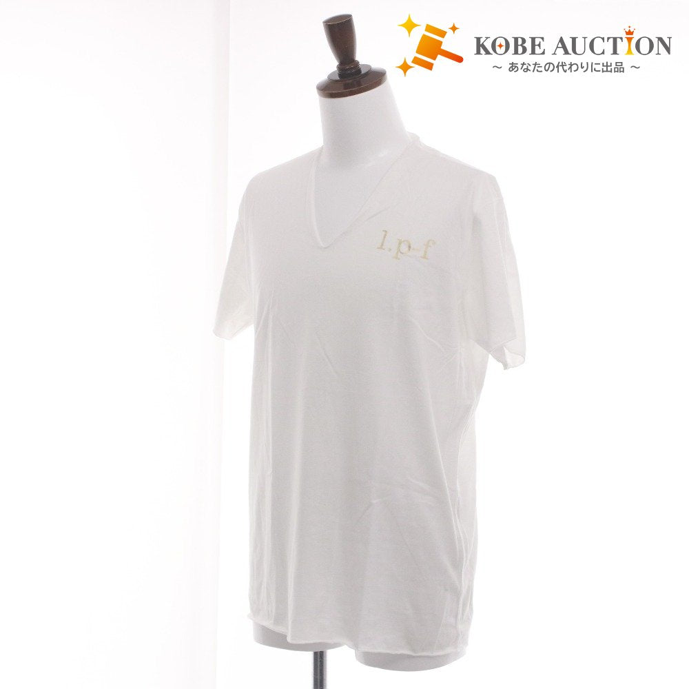 ■ ルシアンペラフィネ lucien pellat-finet Tシャツ 半袖 Vネック トップス カットソー スカル ドクロ プリント メンズ L ホワイト