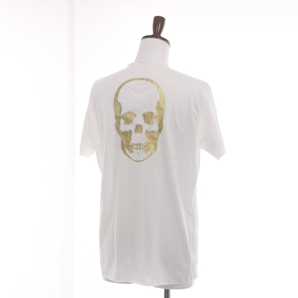 ■ ルシアンペラフィネ lucien pellat-finet Tシャツ 半袖 Vネック トップス カットソー スカル ドクロ プリント メンズ L ホワイト