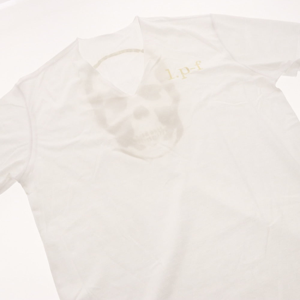 ■ ルシアンペラフィネ lucien pellat-finet Tシャツ 半袖 Vネック トップス カットソー スカル ドクロ プリント メンズ L ホワイト