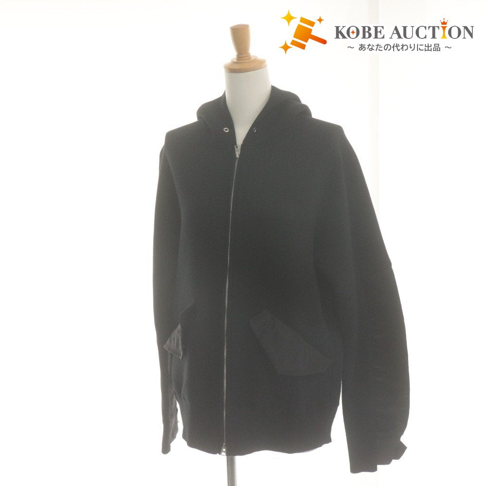■ sacai サカイ パーカー ブルゾン 長袖 アウター ダブルジップ フーディ ドッキング レディース 1 ブラック
