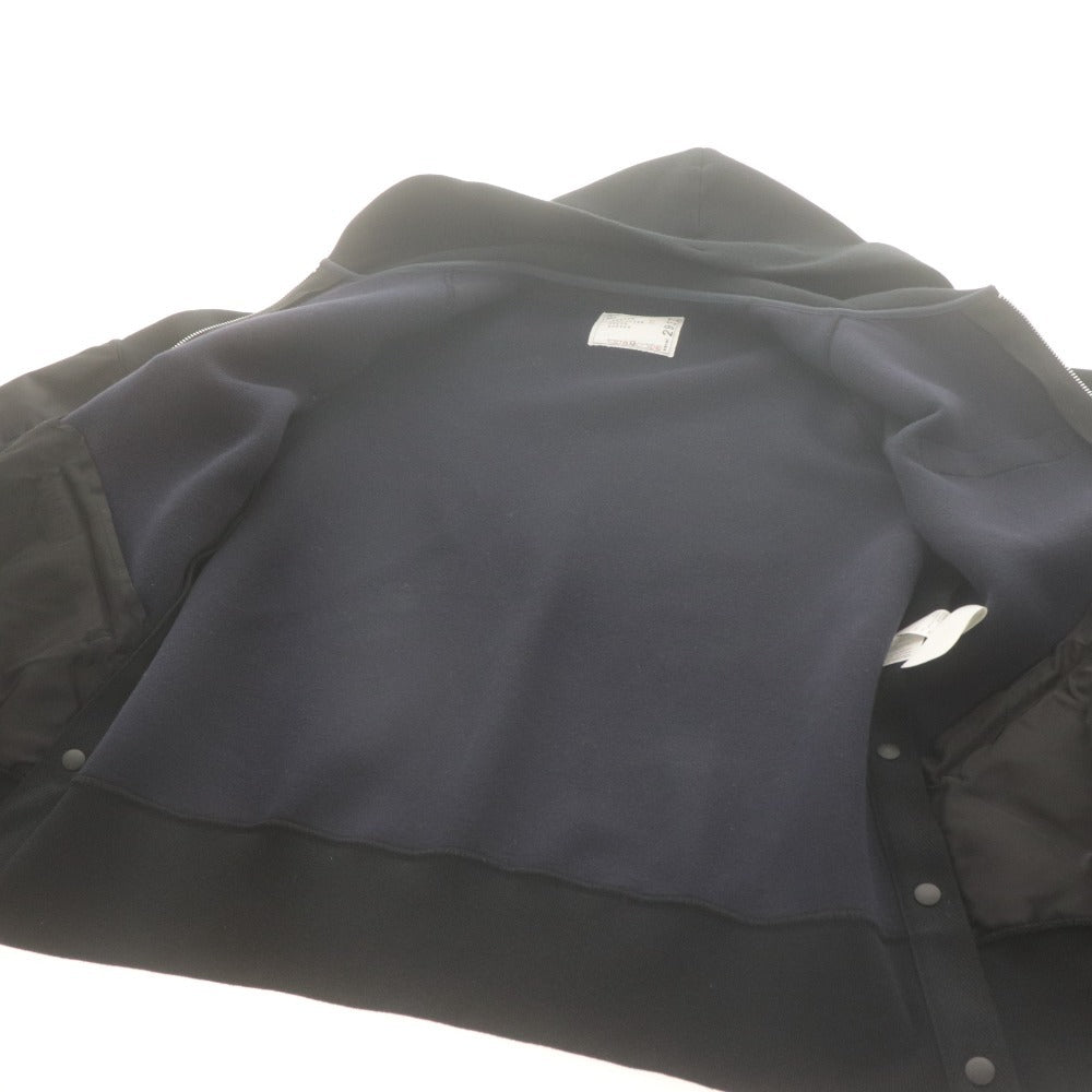 ■ sacai サカイ パーカー ブルゾン 長袖 アウター ダブルジップ フーディ ドッキング レディース 1 ブラック